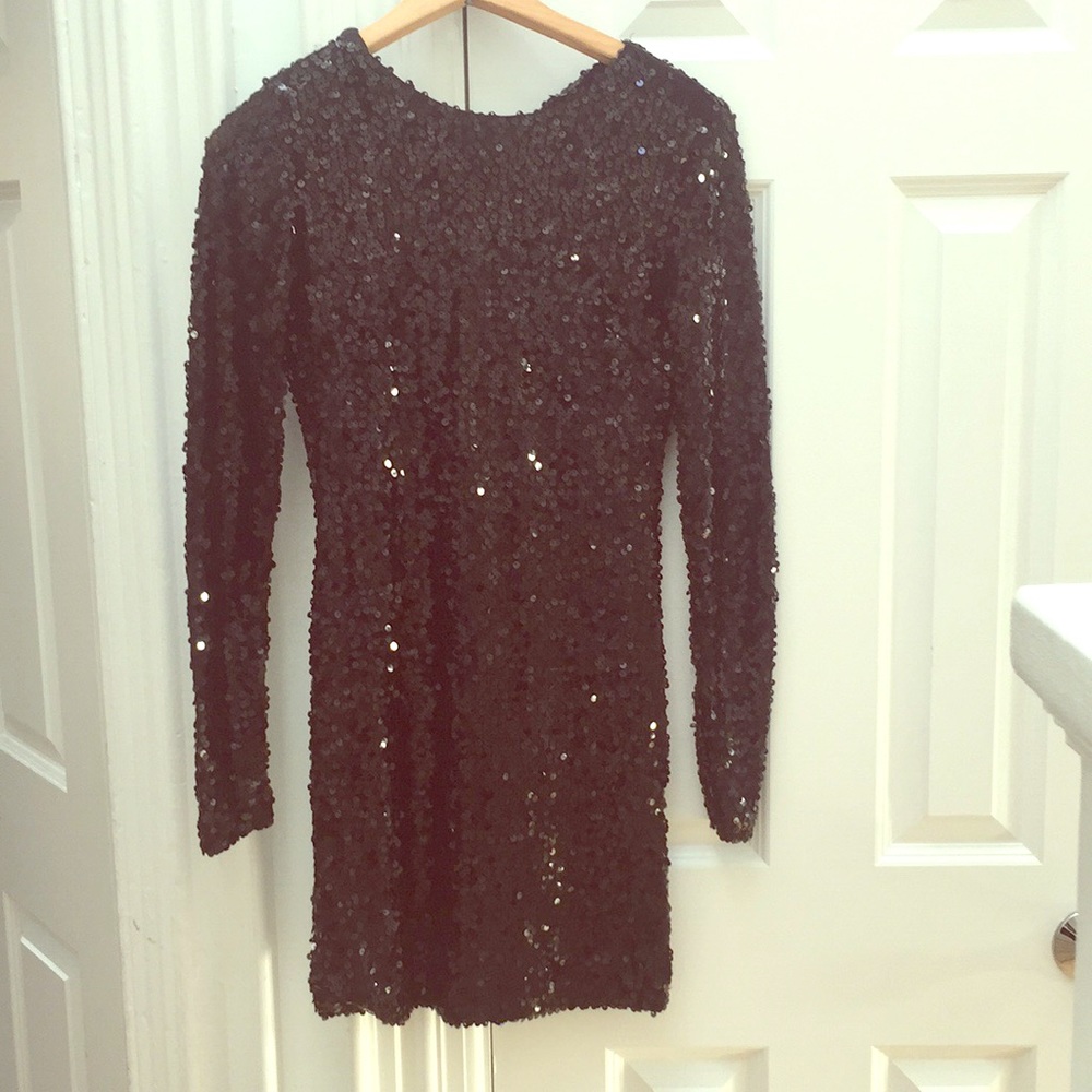 French Connection Long sleeve Black Sequin Dress